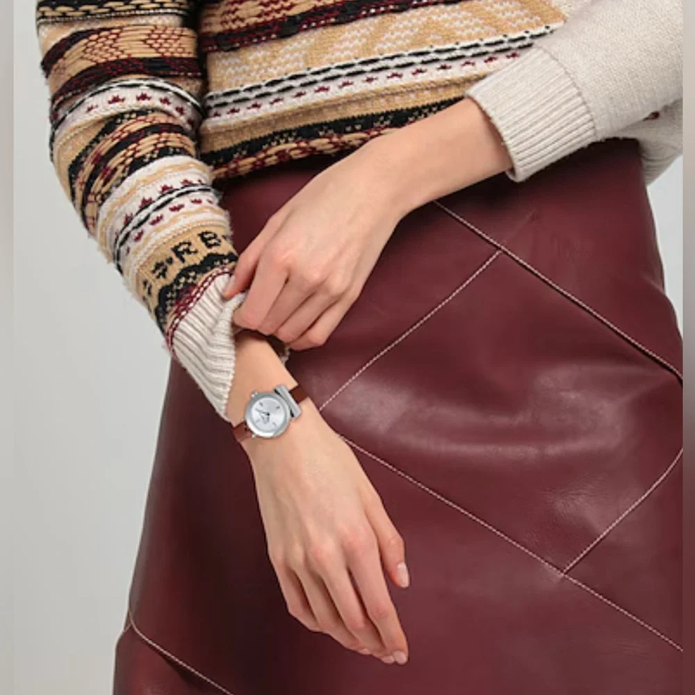 SALVATORE FERRAGAMO Women's Swiss Gancini Brown Leather Strap Wrist Watch NWT